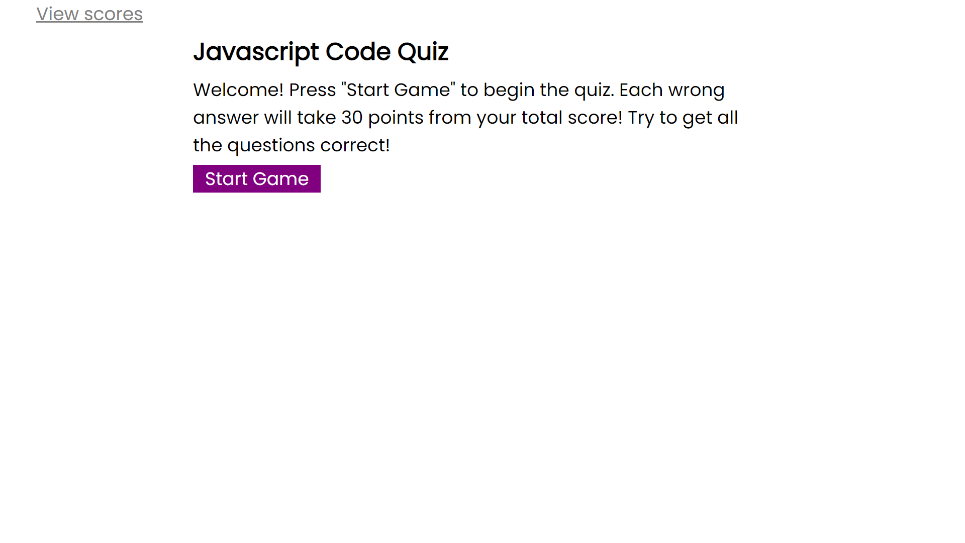 Simple coding quiz with buttons